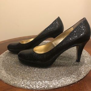 Anne Klein black snake pumps